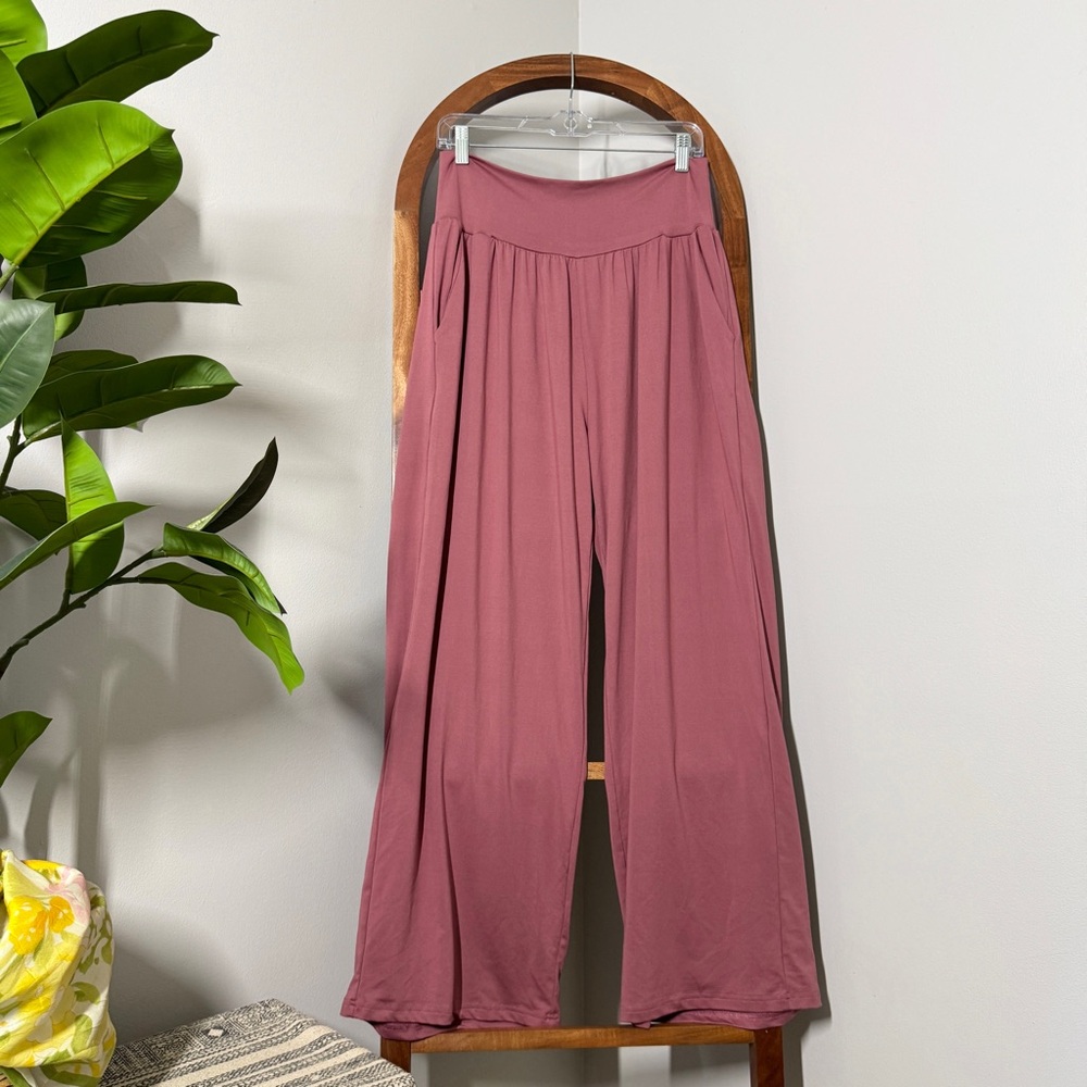 UEU XL Rose Wide Leg Elastic Waist Stretch Pull On Knit Pants